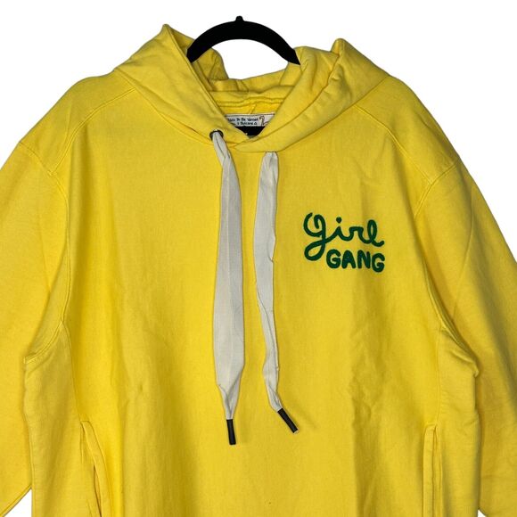 New Sandrine Rose Girl Gang Terry Knit Hoodie Sweatshirt Yellow Women Large NWT - Picture 5 of 10